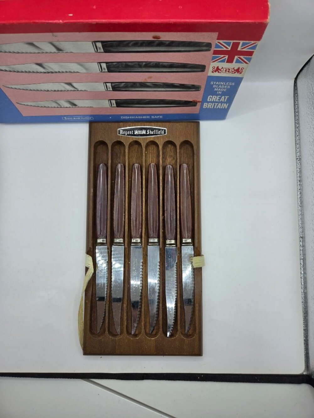 Vtg Regent Sheffield Stainless Steel Steak Knives Set Of 6 Box Made In England - Picture 4 of 12
